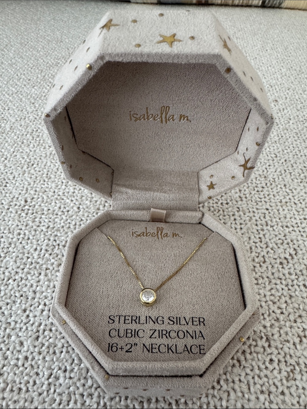 Isabella M. Gold-Tone Sterling Silver Necklace with Clear Stone